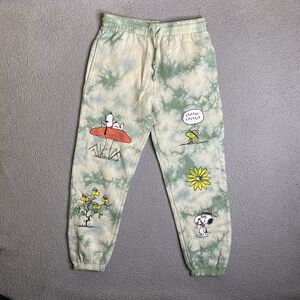 Peanuts Parks Project Sweatpants Adult Small Green Tye Dye Graphic Joggers NWOT